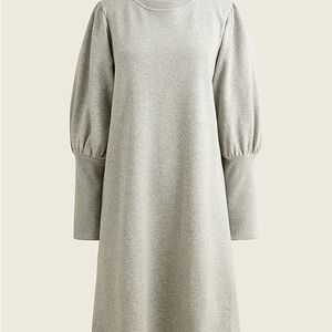 J. Crew Original terry cotton puff-sleeve sweatshirt dress in heather grey